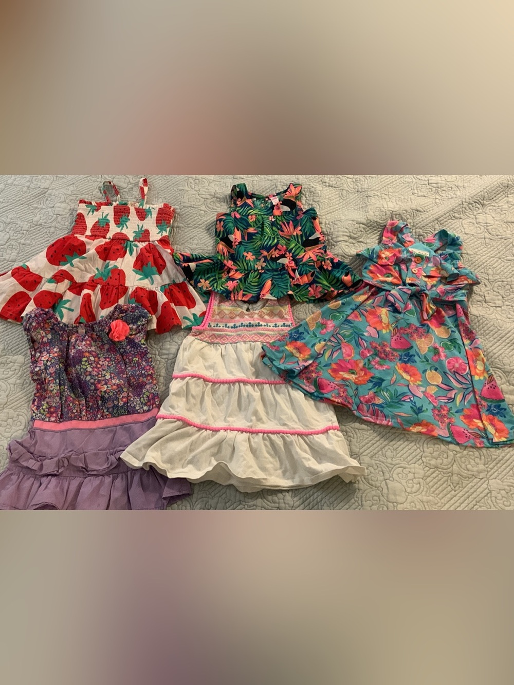 5 Piece Girls Tropical Summer Dress Bundle - 2T Cherokee, Jona Michelle - VGUC